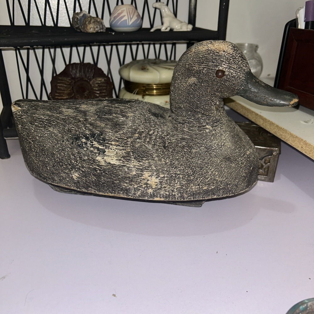 Antique Solid Wood Working Mallard Duck Decoy All Original Glass Eyes